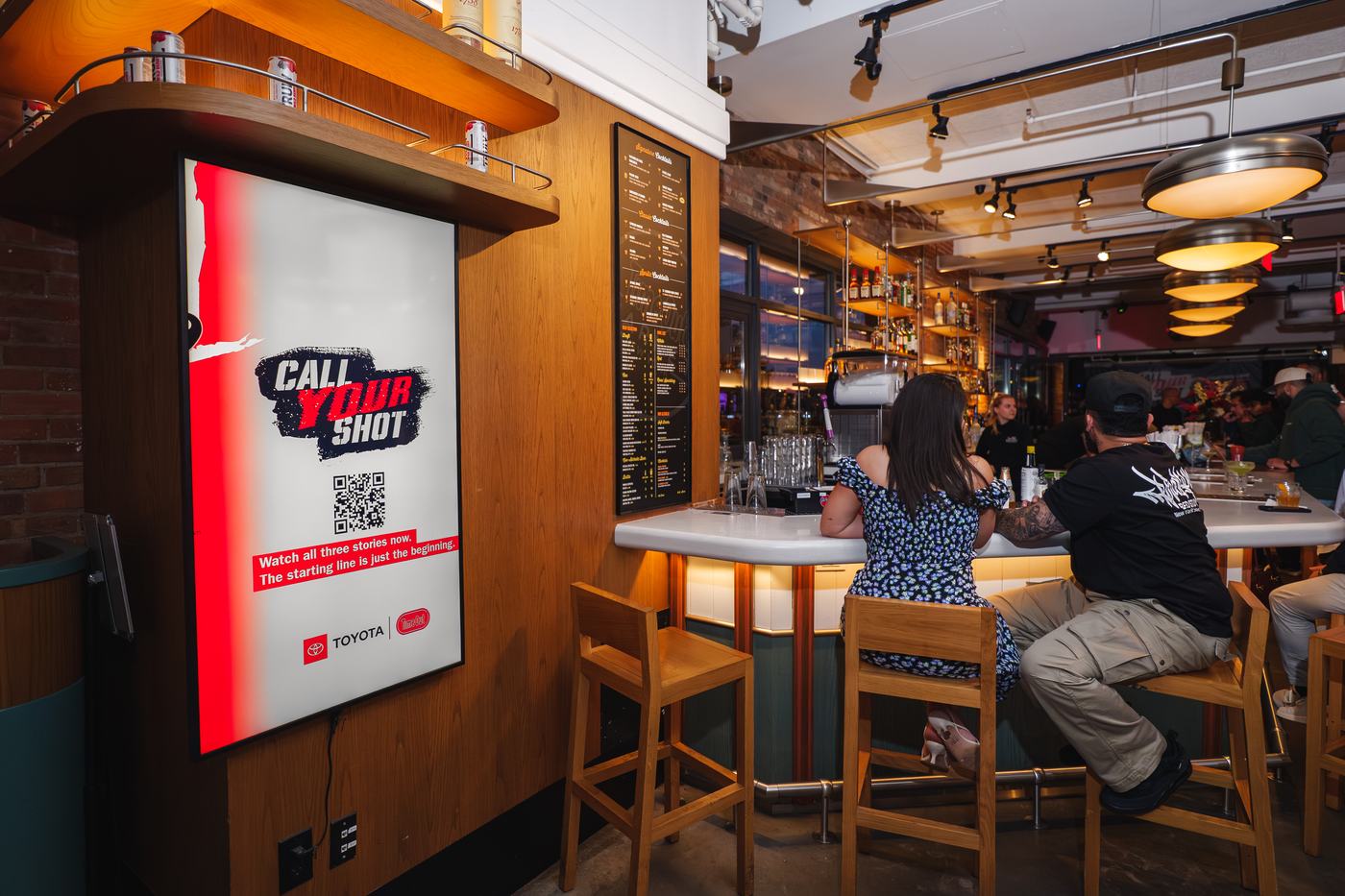 Bar area with the Call Your Shot digital signage